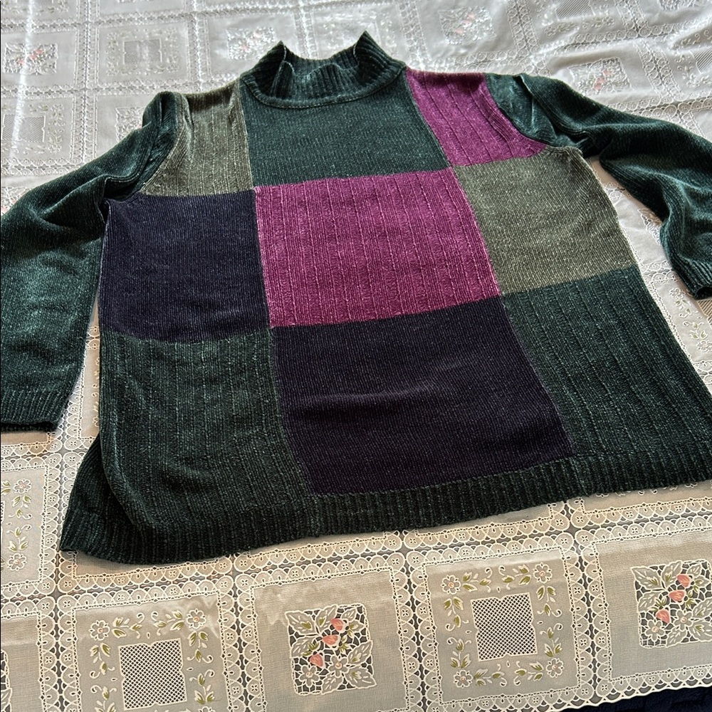 Classic Elements Multicolor Patchwork Sweater - image 1